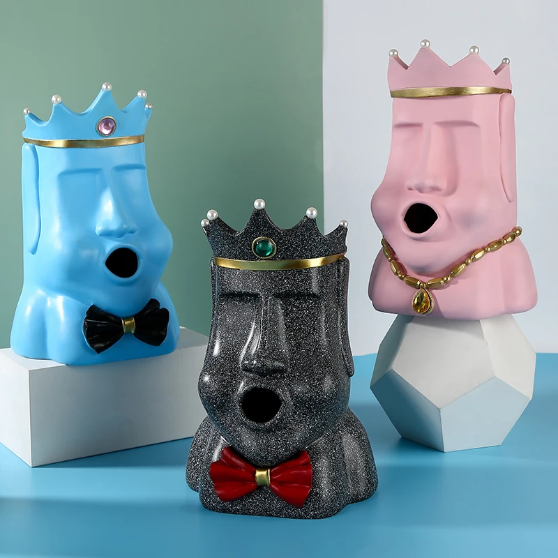 

European And American Living Room Tissue Box Moai Statue Shelf Decorations Funny And Interesting Office Drawers
