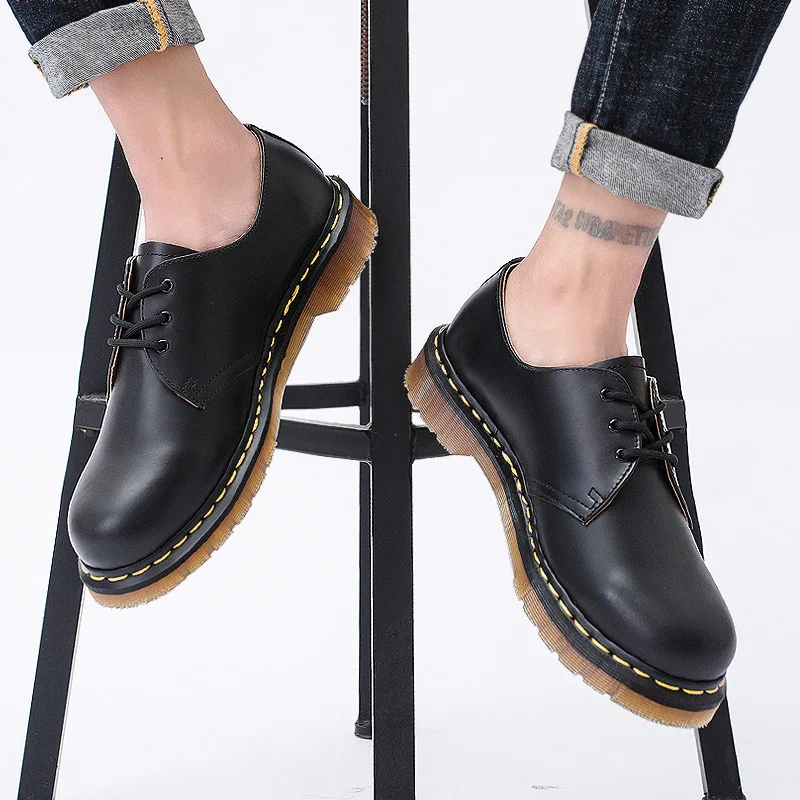 Martin Shoes Men's 2023 New Genuine Leather British Style Large Short Boots for Men and Women's Couple Casual Work Wear Shoes