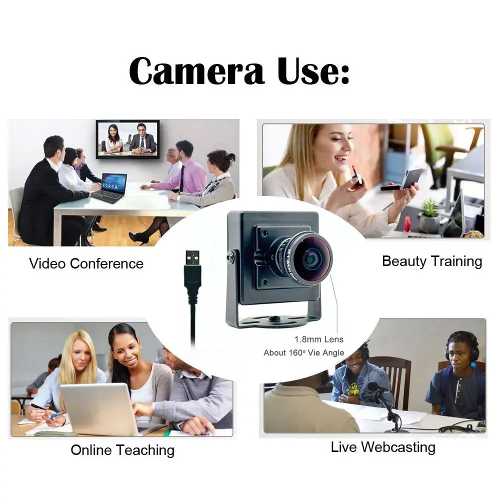4MP Metal USB Camera 160 degree 2560*1440 Resolution With 5MP 1.8ｍｍ Wide View Fisheye Lens PC Webcam