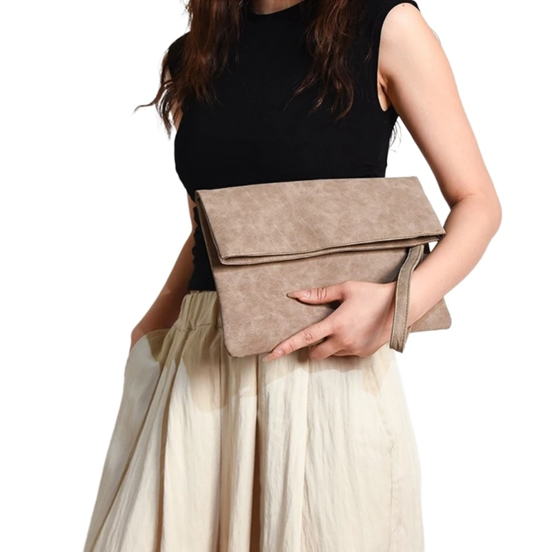 Flap Envelope Clutch Purse with Removable Wrist Strap Ladies Leather Clutch Bag Zippered Handbag Phone Wallet Bags