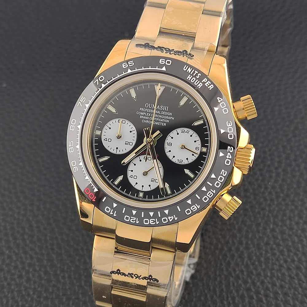 39.3mm Men's Watch New Luxury Watch Cusomizable Sapphire Glass Business Watch Men's VK63 Chronograph Watch VK63 Waterproof 10ATM