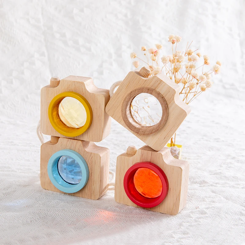 Baby Wood Colorful Camera Kaleidoscope Children Toys Rainbow Wooden Toys for Kids Learning Early Educational Game