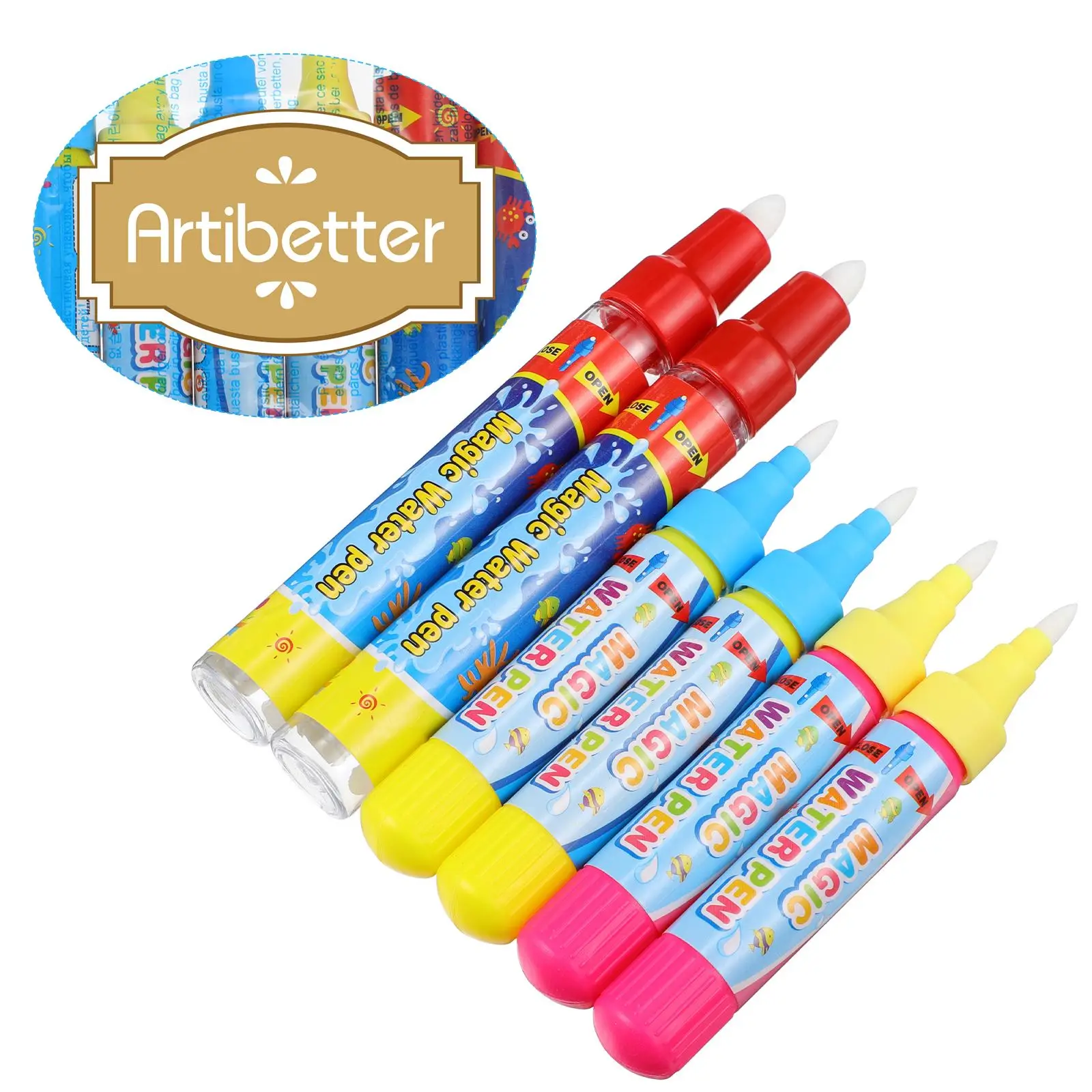 6pcs Magical Water Drawing Pen Kid Painting Water Writing Mat Pen Doodle Pens Replacement Tool Education for Kids water drawing pen