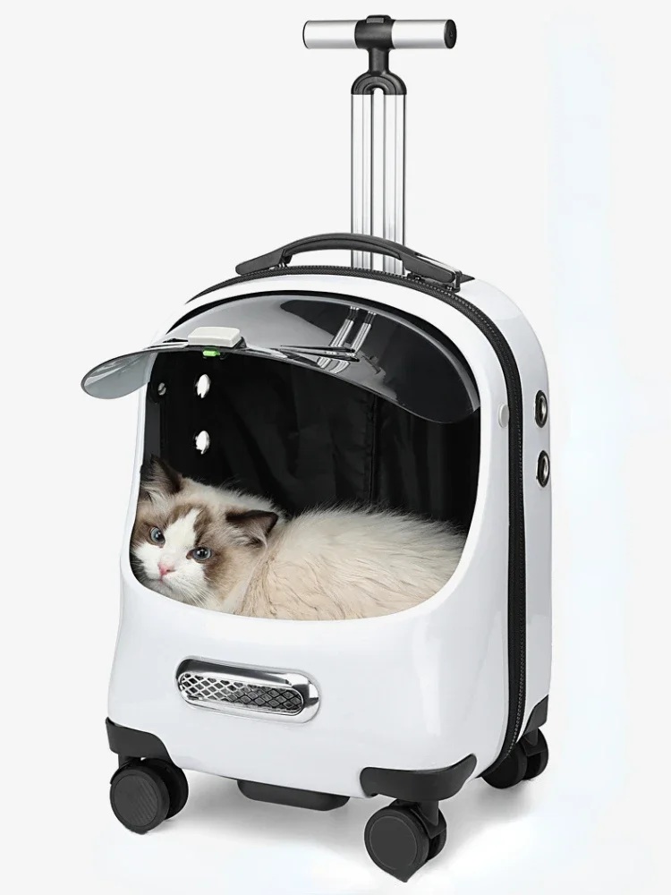 Cat Backpack Pet Trolley Bag Universal Wheel Pull Rod Back Pull Dual Purpose Convenient Breathable Water Proof Cat Bag for Pets