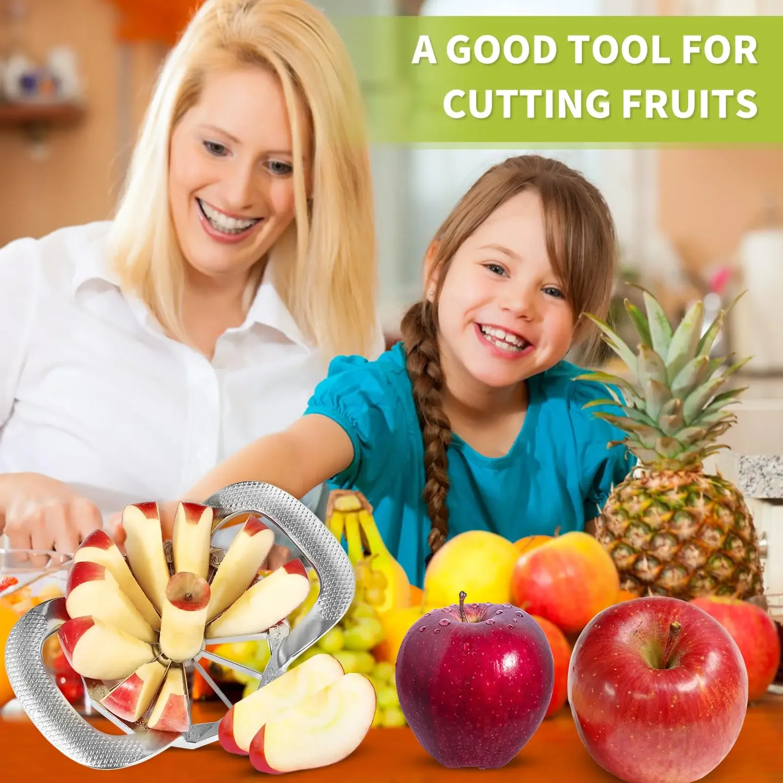 Upgraded 12 Blades Apple Slicer and Corer,Stainless Steel Ultra-Sharp Fruit Slicer Cutter Tools Kitchen Accessories 6