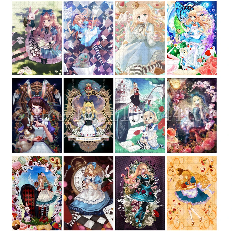 

Alice In Wonderland Jigsaw Puzzles 1000 Pieces Disney Cartoon Character Wooden Puzzles for Children Intelligence Education Toys