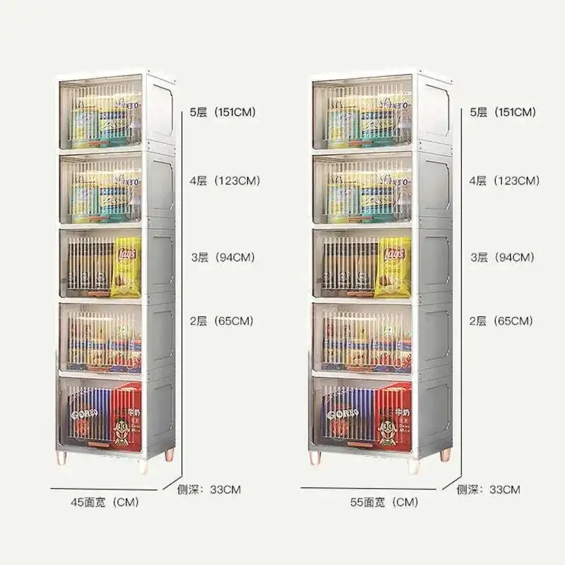 Modern Plastic Kitchen Cabinets Clamshell Storage Cabinet Home Furniture Floor Rack Multi-layer Locker Living Room Snack Cabinet