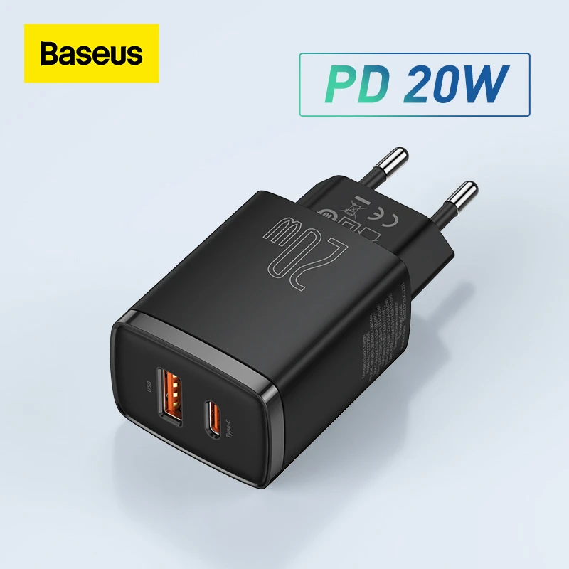 Baseus w Usb Charger Support Type C Pd Fast Charging Dual Usb Port Portable Phone Charger For Iphone 12 Pro Max 11 Mini 8 Plus Mobile Phone Chargers Aliexpress