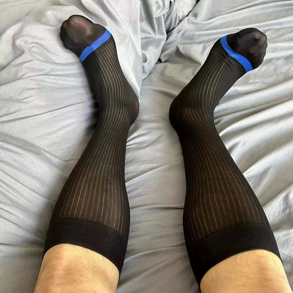 

Striped Mens Socks Summer Ultra Thin 1 Pair Breathable Business Socks Comfortable Dress Socks Knee High Fashion