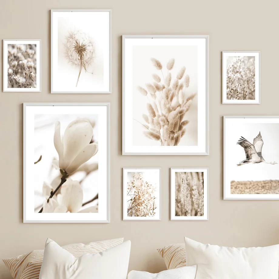 

Natural Plants Hare Tail Grass Magnolia Dandelion Wall Art Prints Canvas Painting Nordic Posters Decor Pictures For Living Room