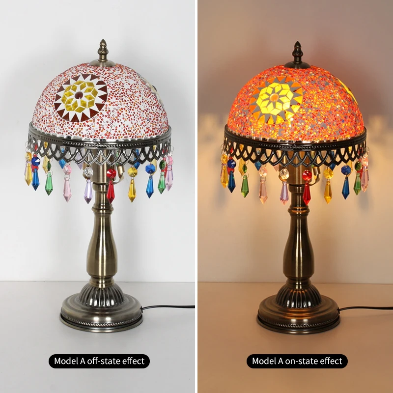 레트로 컬러 유리 LED 책상 램프 거실 홀 침실 나이트 스탠드 연구 레스토랑 사무실 장식 책상 테이블 조명