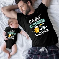 Father's Day Family Matching Shirts Our First Fathers Day Together T-Shirts Dad and Daughter Son Macthing Outfits Baby Rompers 1