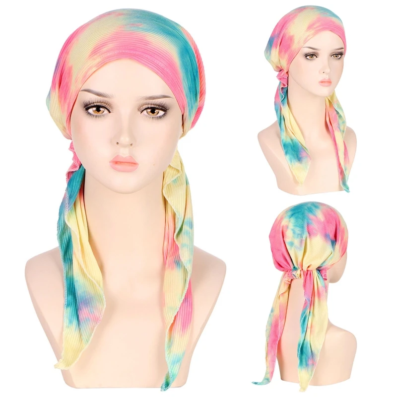 Pre-Tied Turban Bandana Hair Loss Scarf Sleep Cap Muslim Hat Chemo Hat Night Hat Turban Hat All-Match Warm For Women