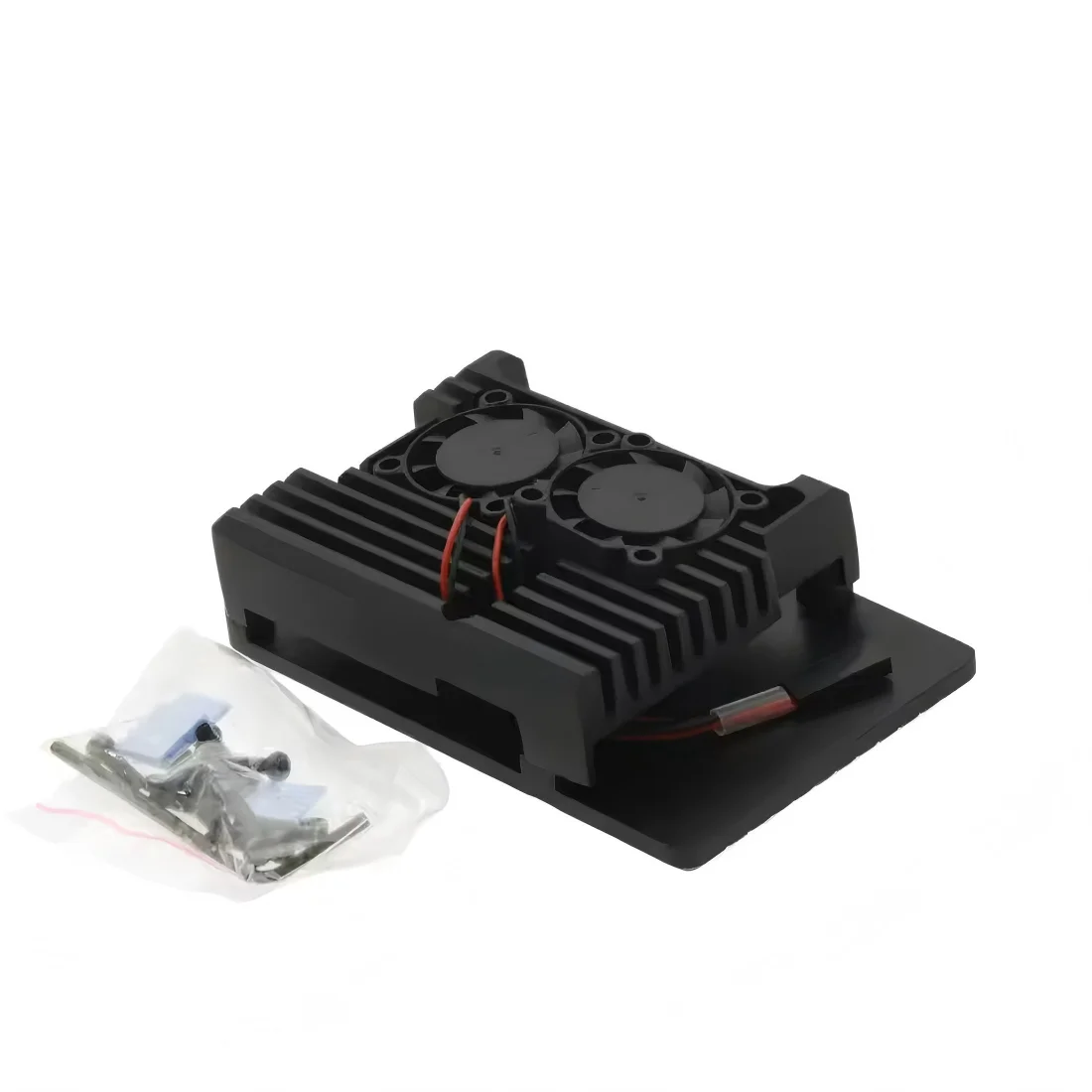 Enhanced Black Aluminum Cooling Enclosure with Dual Fans