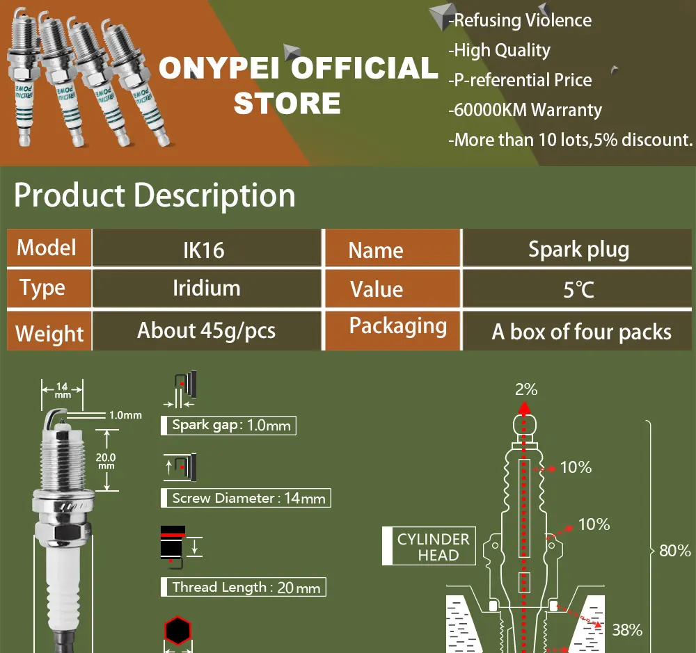 ignition wires Ik16 5303 4pcs Car Candles Glow Plug Iridium Spark Plugs IK16 For Hyundai Kia Mercedes-Benz Honda Infiniti Ik16-5303 denso spark plugs