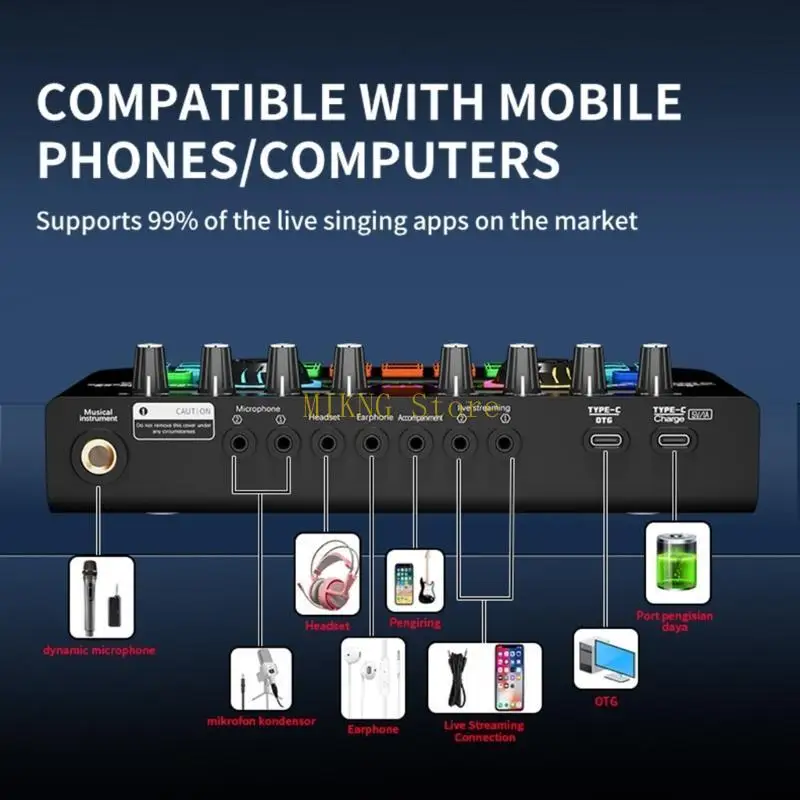 게임용 사운드 믹서 스트리밍 믹서 블루투스 호환 사운드 보드 보이스 체인저 폰 라이브 용 사운드 카드 베스트 세일