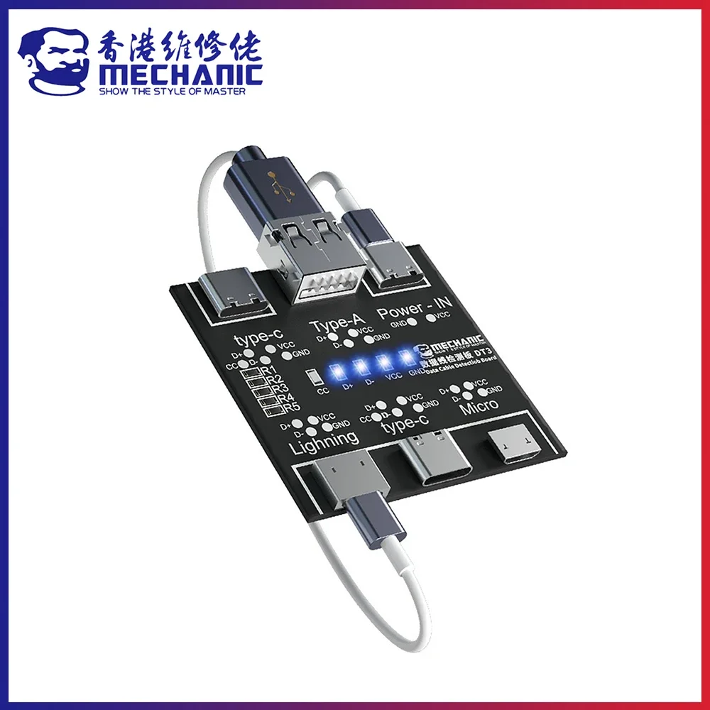 

MECHANIC DT3 Data Cable Detection Board USB Cable Tester for IOS Android Type-C Short Circuit on-Off Switching Test Board Repair