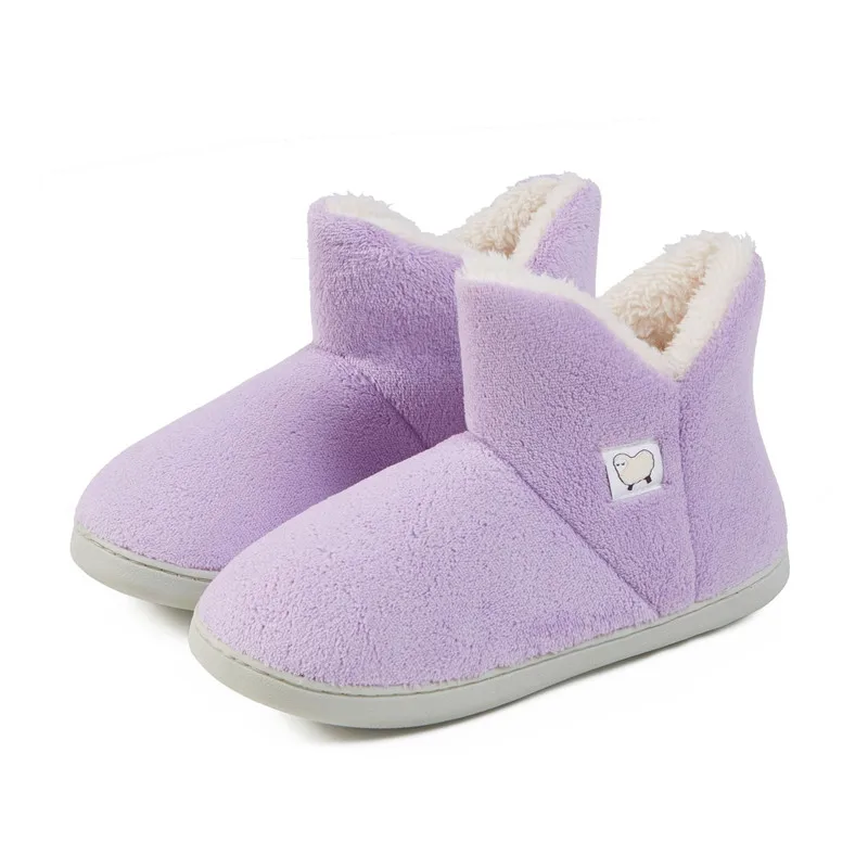 ShuCentre Women's Warm Indoor Slipper Boots - Plush Lined Booties In Purple (UK Size 8 / US 9)