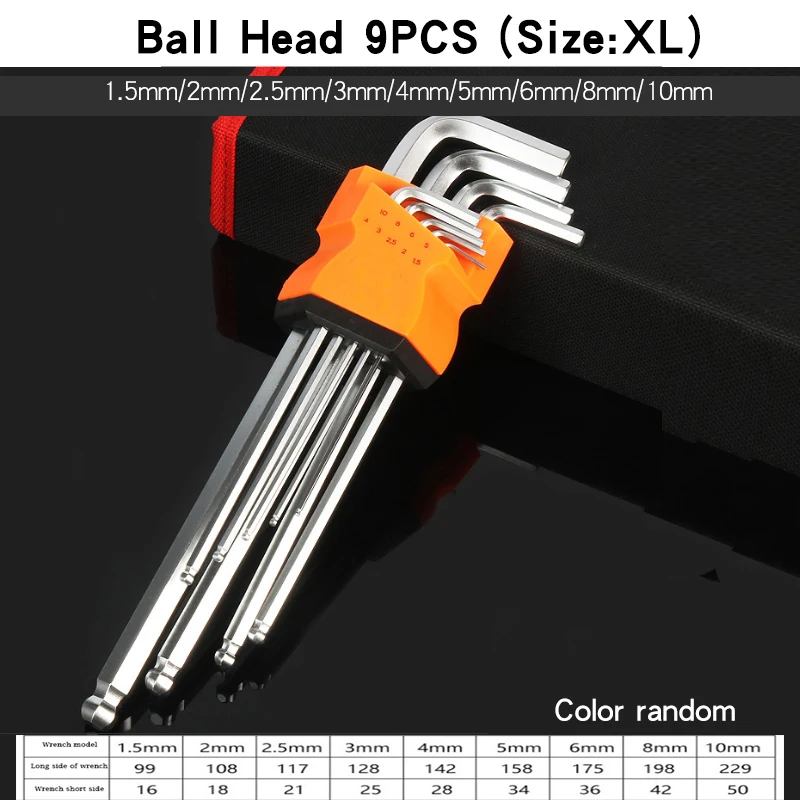 8PCS/9PCS L Type Double-End Screwdriver Hex Wrench Set Allen Key Hexagon Flat Ball Torx Star Head Spanner Key Set Hand Tools 2