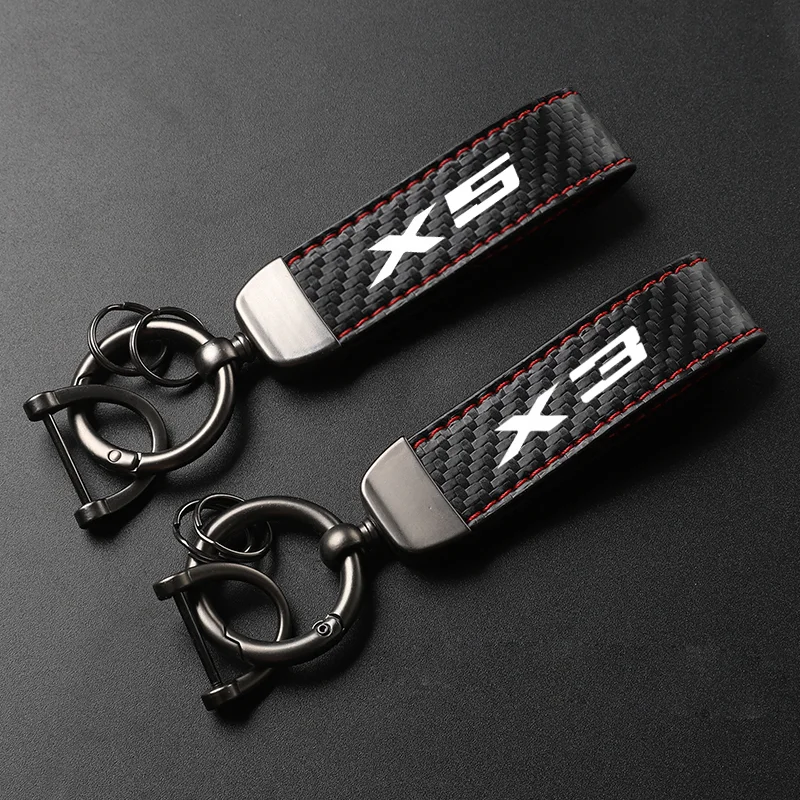 Car Keychain Horseshoe Buckle Jewelry For Bmw X1 X2 X3 X4 X5 X6 X7 E46 E36 E34 F10 E90 F30 E60 E39 Crbon Fiber Leather Keychain