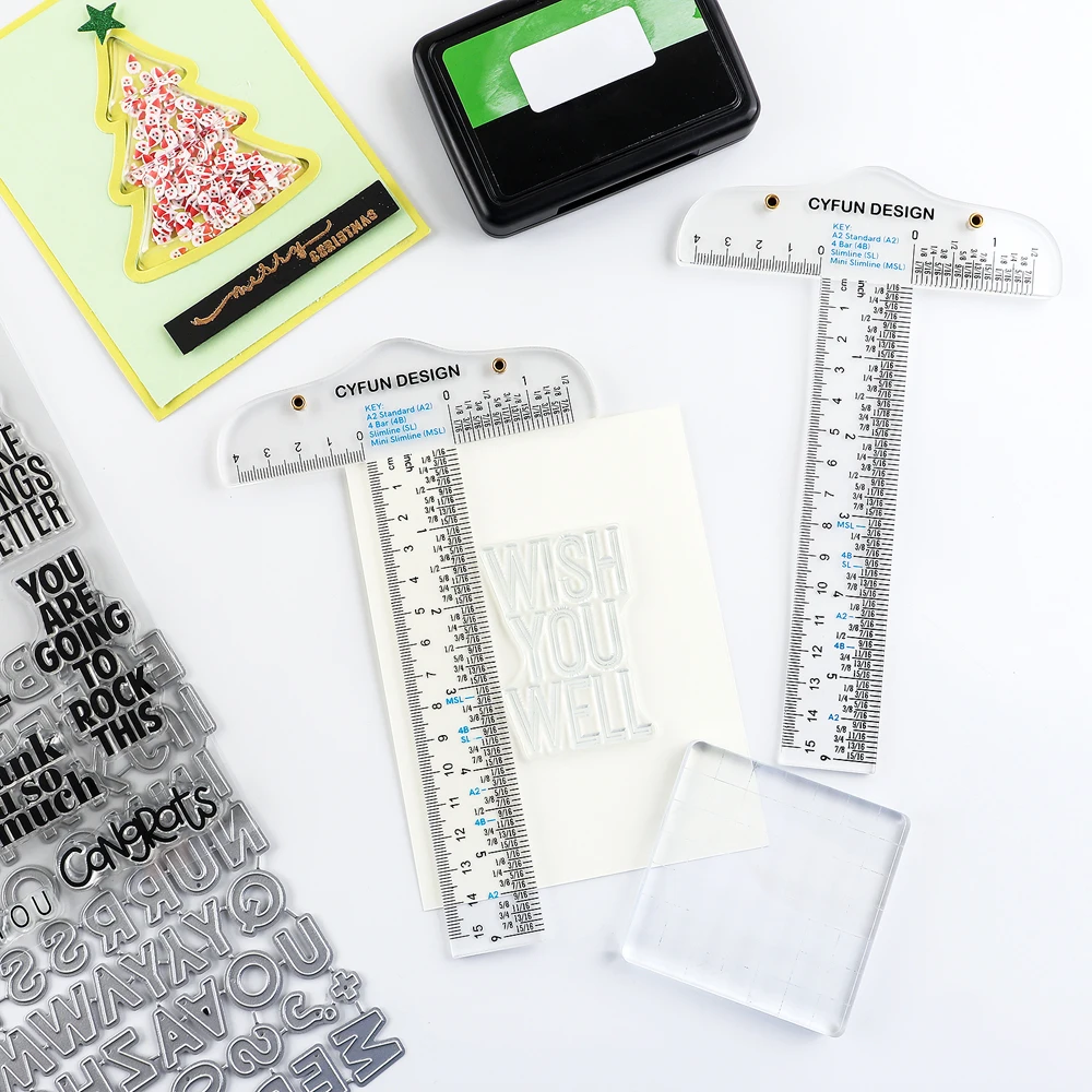 Acrylic T-Square Ruler Measuring Tool For Cardmaking Crafting 6" cm/inch Double Side Scale