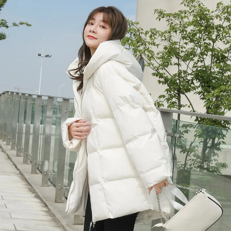 Women's 2022 Mid-length Winter New Padded Jacket Ins Bread Jacket Long-sleeved Fashion Student Loose Bf Down Padded Jacket Women winter jacket 2021 new loose cotton padded jacket women s mid length thickened student down padded jacket korean padded jacket