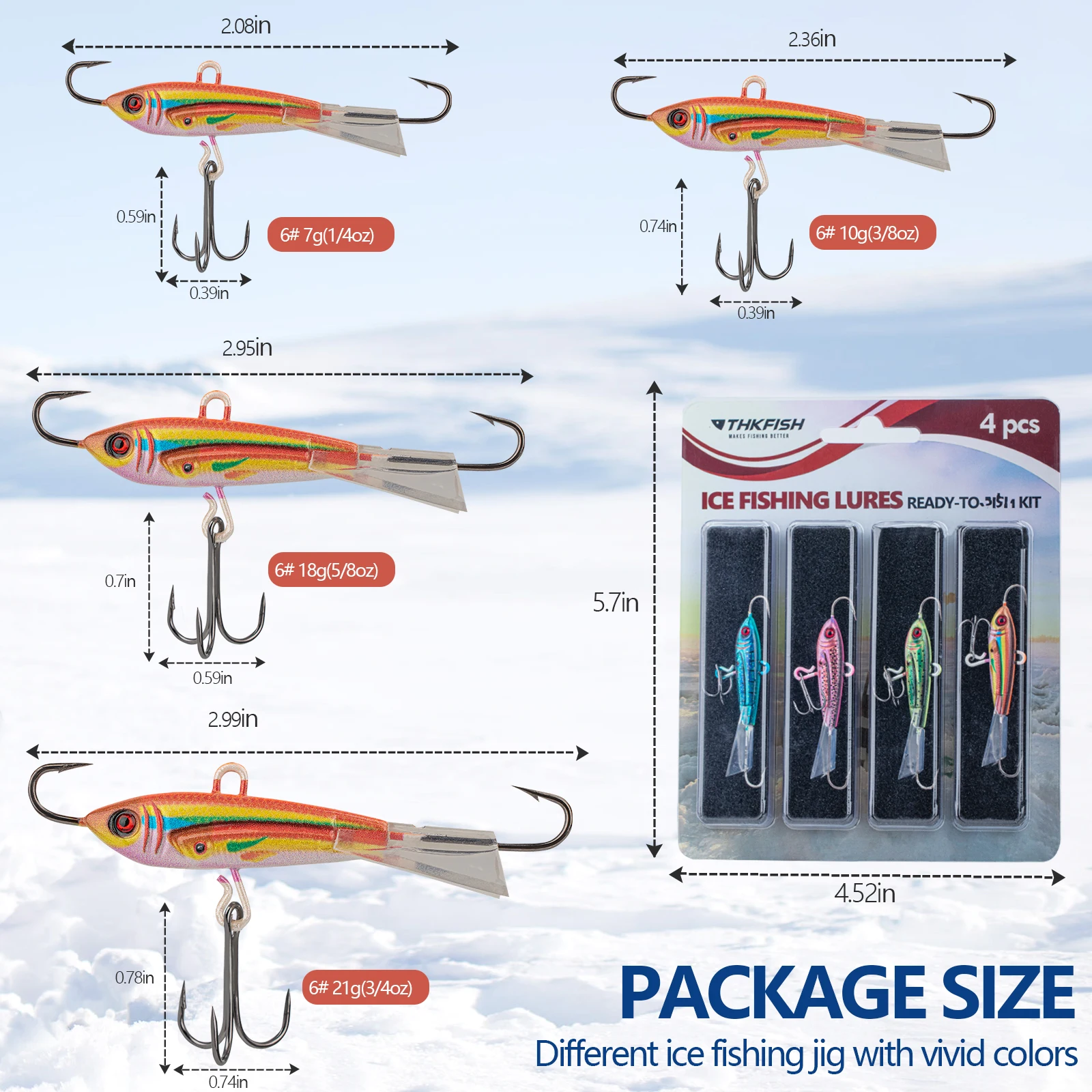 THKFISH 4pc Winter Ice Fishing Jigs Lures Kit 3d Fish Eyes Simulation Fishing  Baits Ice Fish Gear Tackle Set With Treble Hook - AliExpress