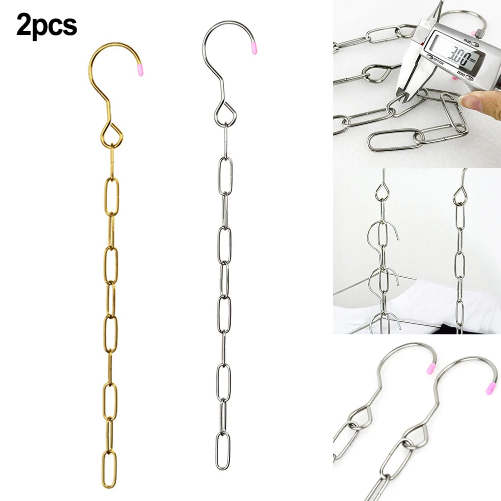 

2Pcs Clothes Storage Chains Gold/Sliver Hangers Space Saving Stainless Steel Chain Clothes Hanger Organizer With 8 Slots