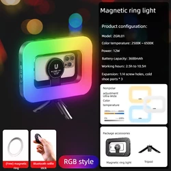 Vibrant Magnetic Handheld Ring Fill Light - Rechargeable for Live Streaming & Photography (RGB model)