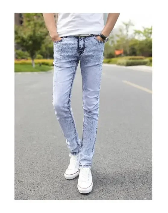 Men's Skinny Gray Sky blue Denim Jeans New Fashion Men Pencil Pants Slim Jeans Men Skinny Long Jeans
