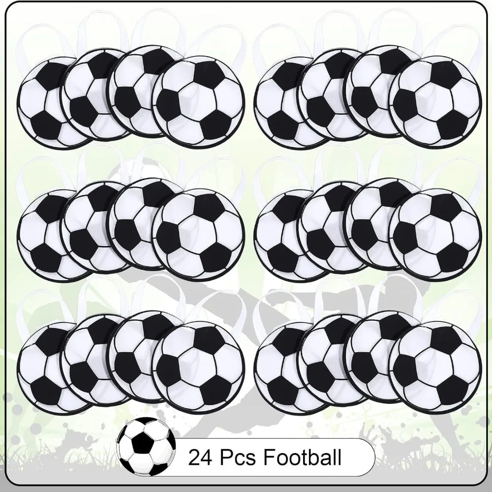 5-20Pcs Non-Woven Round Football Theme Handheld Gift Bag for Football Carnival Celebration Birthday Party Holiday Candy Gift Bag 6