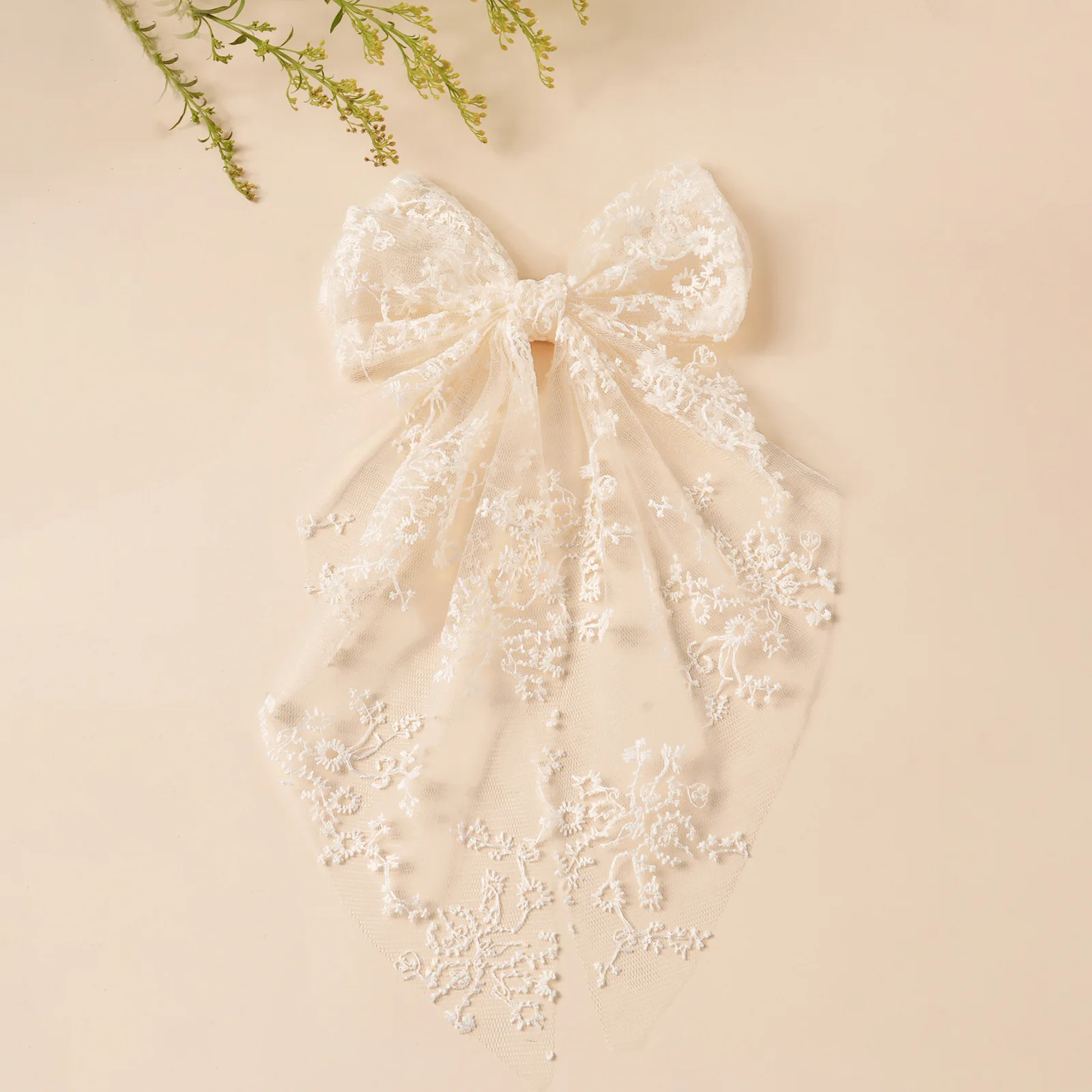 Elegant Lace Bow Hair Clip with Sparkling Rhinestones Long Tassel Design for Weddings Parties Special Occasions