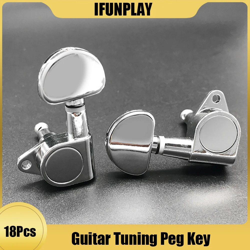 18pcs Silver Semicircle Guitar Tuning Peg Tuners Machine Head Left and