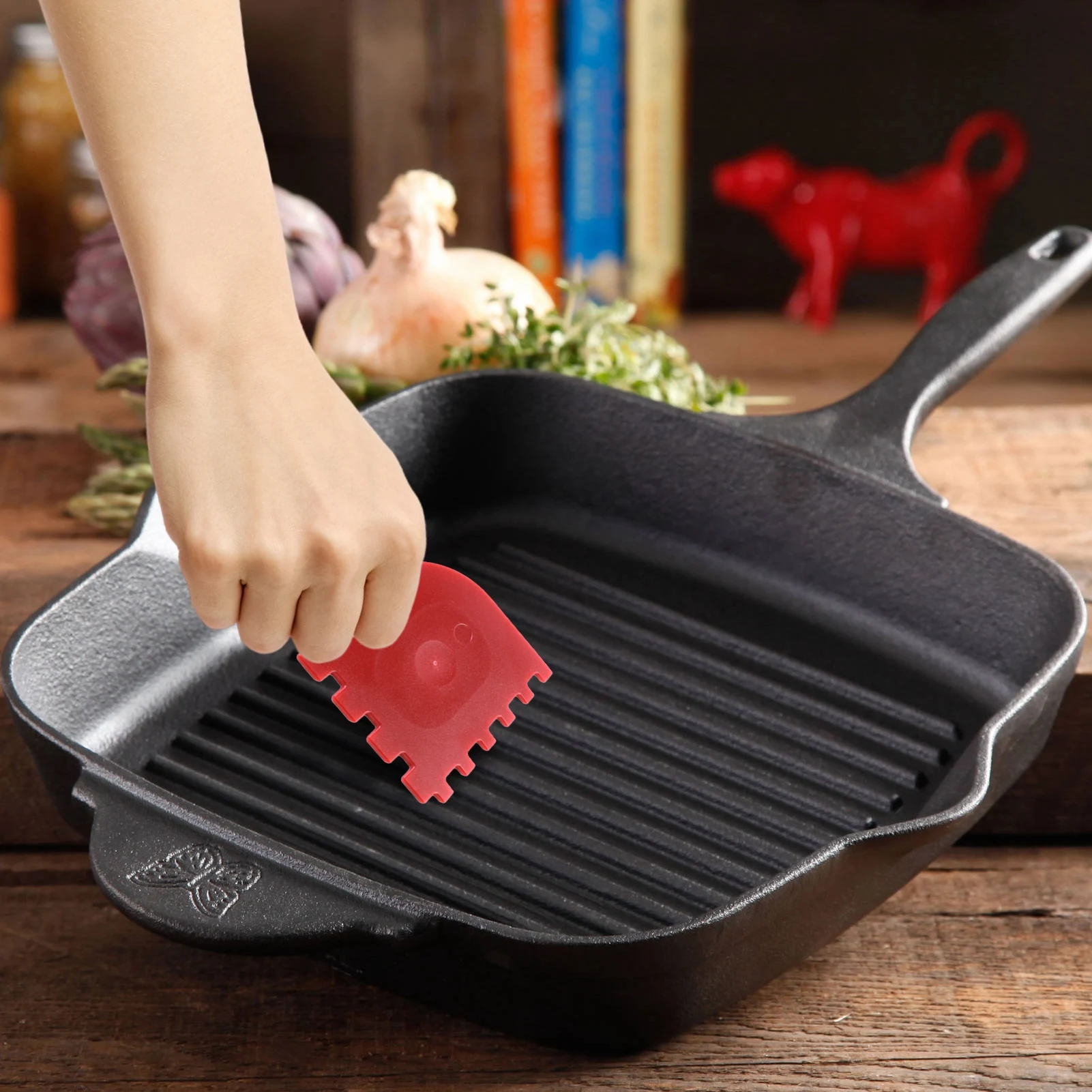 2pcs Grill Pan Raspadores Frigideiras De Ferro Fundido Frying Pan Cleaners Zigzag Panelas Grill Pan Oil Dirt Cleaner Raspador Ferramentas de Limpeza