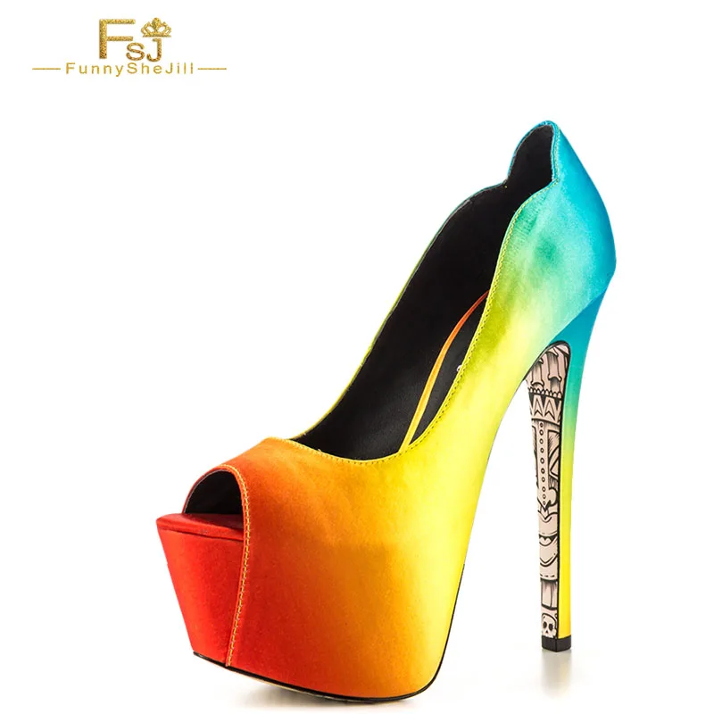 

Women's Multi-Color Super High Heel Shoes Peep Toe Heels Platform Heels
