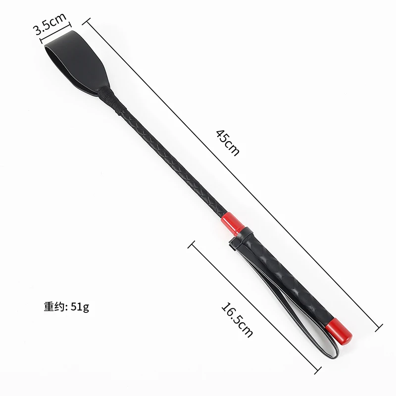 45cm Black PU Leather Short Straight Whip,Flogger Paddle Horse Whip,Riding Crop Equestrian Horsewhip 2