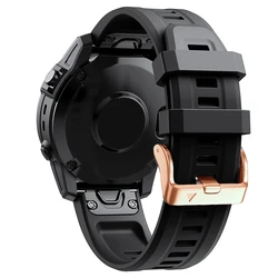 Elegant Silicone Quickfit Watchband Strap for Women - Compatible with Garmin Fenix Series (Black)