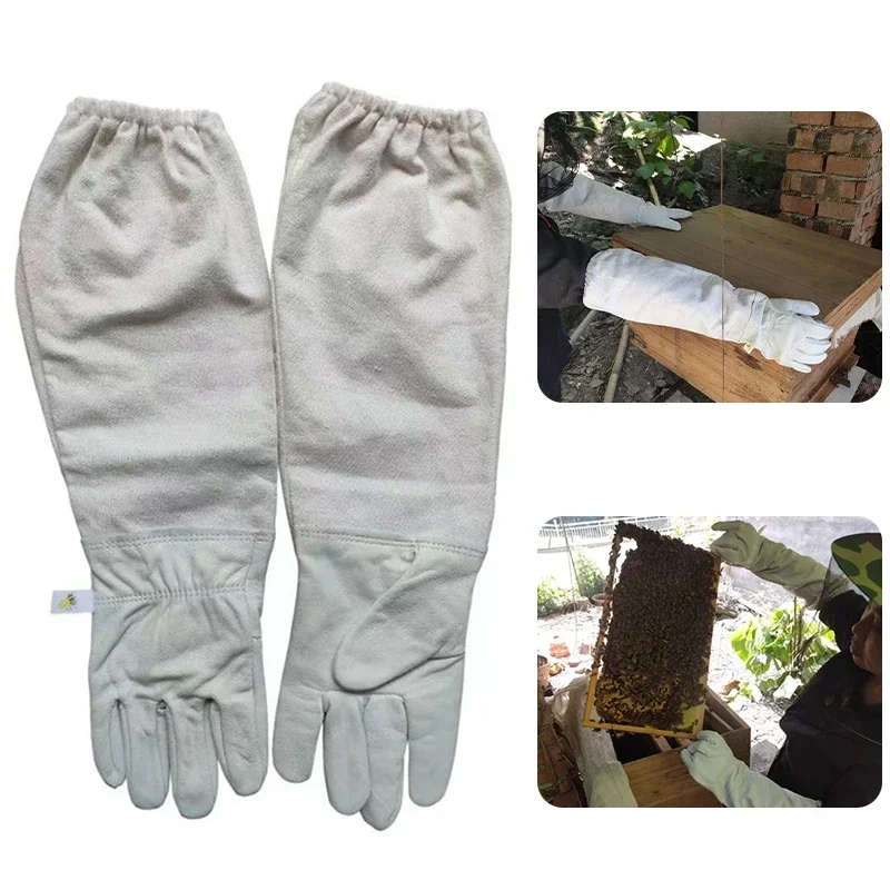 Beekeeping Gloves Anti-bee Anti-sting Breathable Protective Long Canvas Sleeve for Beekeeper Canvas Gloves Beekeeping Tools 2