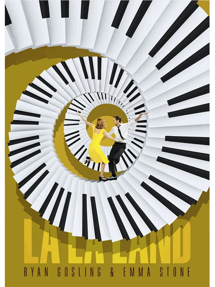Vintage La La Land Music Movie Poster Canvas Art - City of Stars Modern Wall Decor