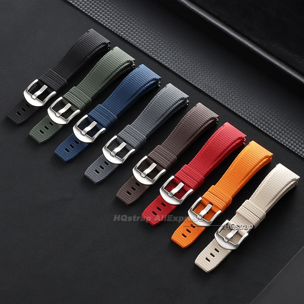 Premium FKM Rubber Waterproof Watch Strap with Curved End - 20/21/22mm