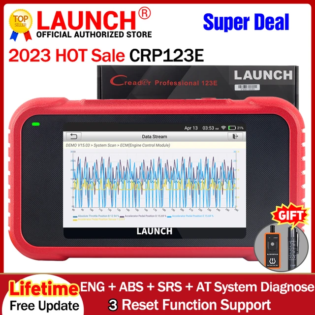 LAUNCH CRP123E PLUS Full Systems Car Diagnstic Tools OIL ETC SAS Reset  Service OBD2 Scanner Battery Test Auto VIN scan Tool