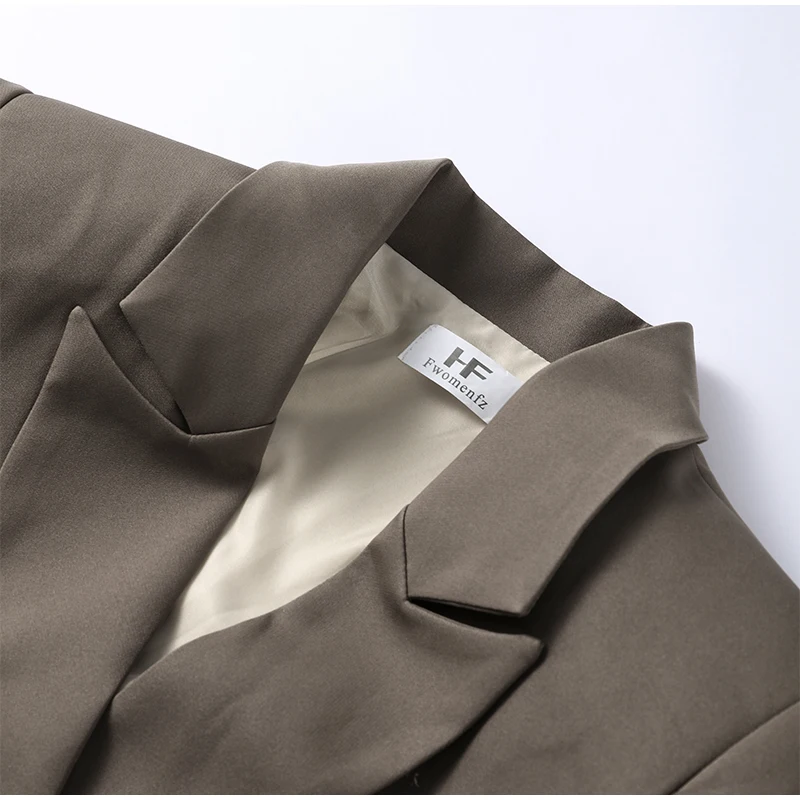 Fashion Solid drehen-unten Kragen Mantel Frauen Wolle Mischung Spitze Up Alle-spiel Mid-länge Blazer 2025, dame Herbst Winter Chic Mantel – Detail 3