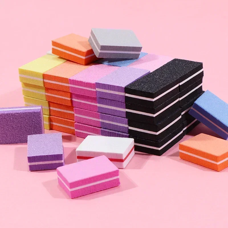 10-100Pcs 미니 버핑 샌딩 파일 블록 페디큐어 매니큐어 케어 네일 아트 버퍼 폴란드어 매니큐어 페디큐어 네일 파일 도구