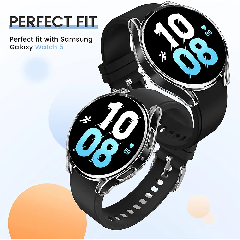 Silicone TPU Screen Protector Case para Samsung Galaxy Watch, Bumper Cover, Acessórios Completos, Capa Cobertura, 40mm, 44mm, 4, 5, 6