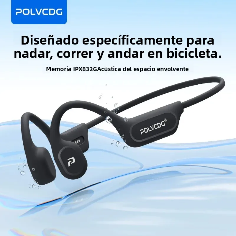 POLVCDG X9 Bone Conduction Earphones 32G IPX8 Waterproof Open Design for Swimming Running Cycling Hanging Earphones