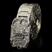 Men's High Quality Stainless steel Belt Retro Silver Gold Dragon Metal Charm Belt Hip Hop Gothic Punk Strap Sself-defense Belt