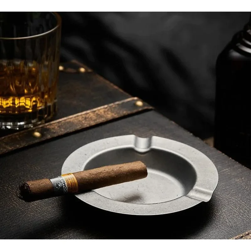 Retro Nostalgic Stainless Steel Cigar Ashtray Home Outdoor Convenience Premium Sense