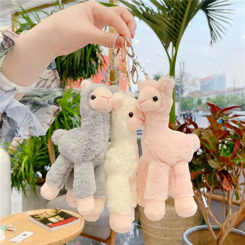 Backpack Accessory Plush Doll Pendant Handmade Key Trinket Sheep Key Ring Stuffed Toy Keychain Alpaca Keychain Animal Keyring