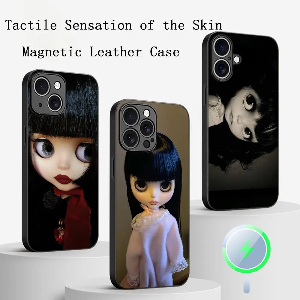 Blythe Cute Doll Fashion Pattern High-End Luxury Magsafe Sheepskin Phone Case