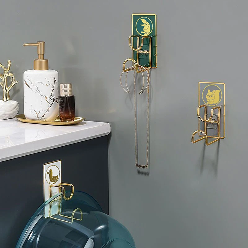 1Pcs Punch-Free Sticky Bathroom Kitchen Traceless Washbasin Save Space Organizer Wall Mount Hook Holder Adhesive Storage Rack